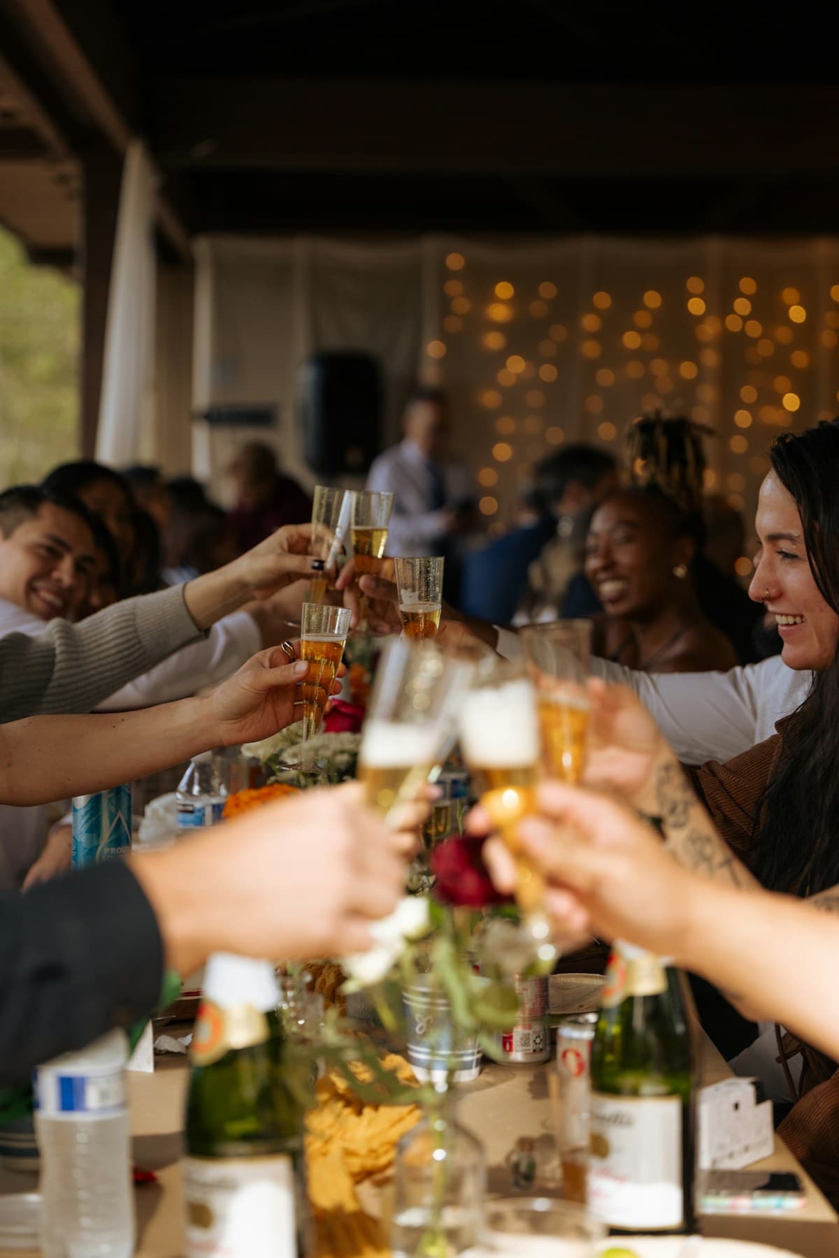 Friends sharing a toast at a celebration