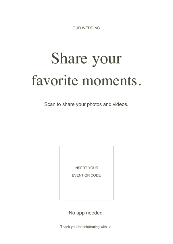 Welcome signs · A4, Minimal design with a clearly marked space for your event QR code